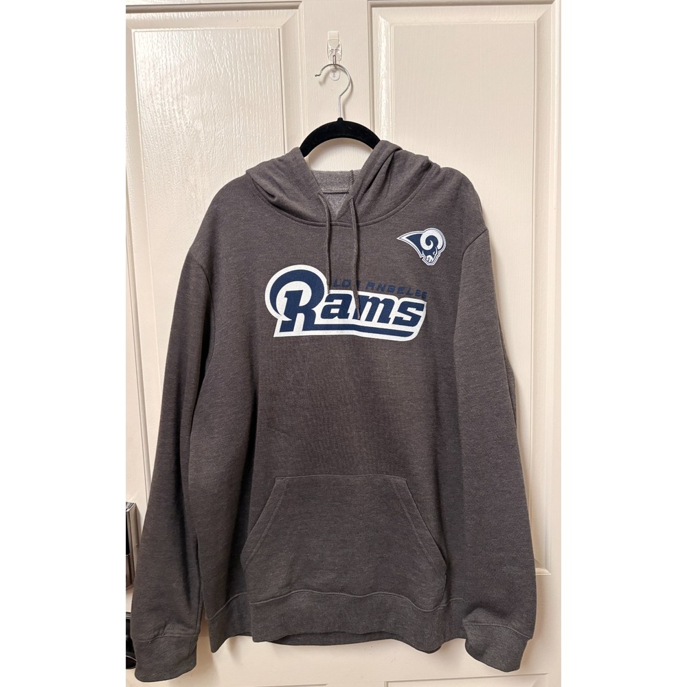 Los Angeles Rams NFL Majestic Gray Pullover Hoodie Men's LARGE